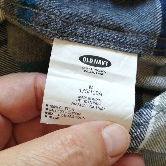 NWT Old navy plaid flannel shirt M Long sleeve cotton Blue gray white mens women - Picture 8 of 10